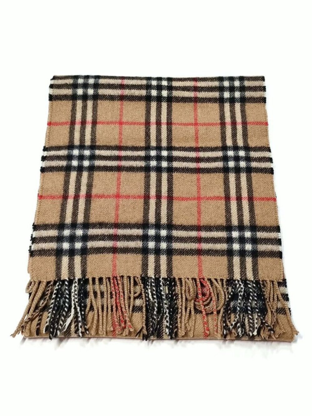 Authentic Burberry Classic Check Cashmere Scarf Beige - Picture 4 of 10
